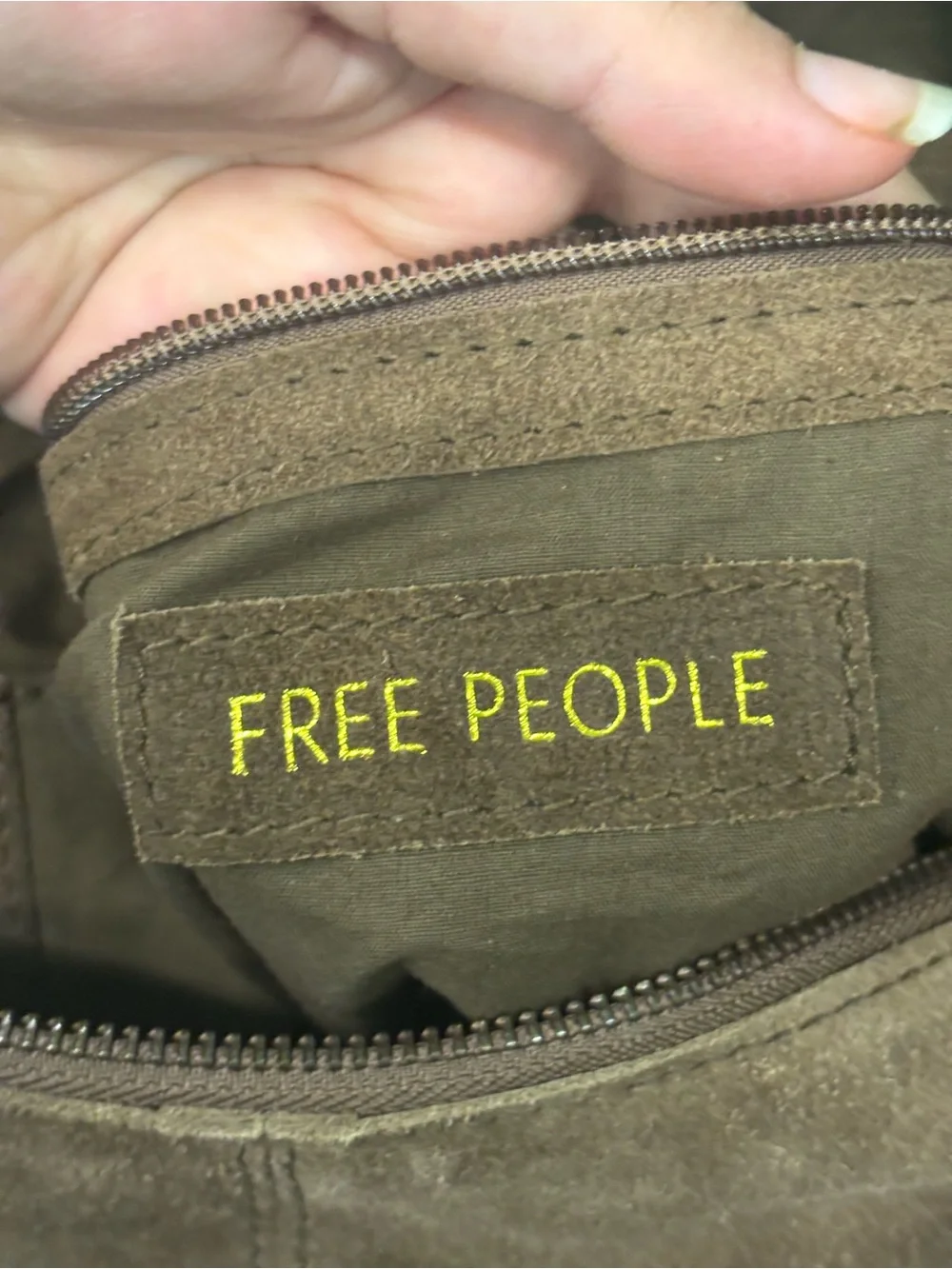 Free People Taupe Suede Hobo Shoulder Bag